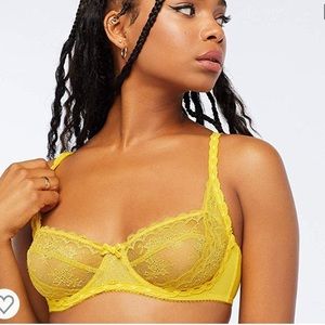 Savage X Fenty Mosaic Lace Balconette Bra Yellow